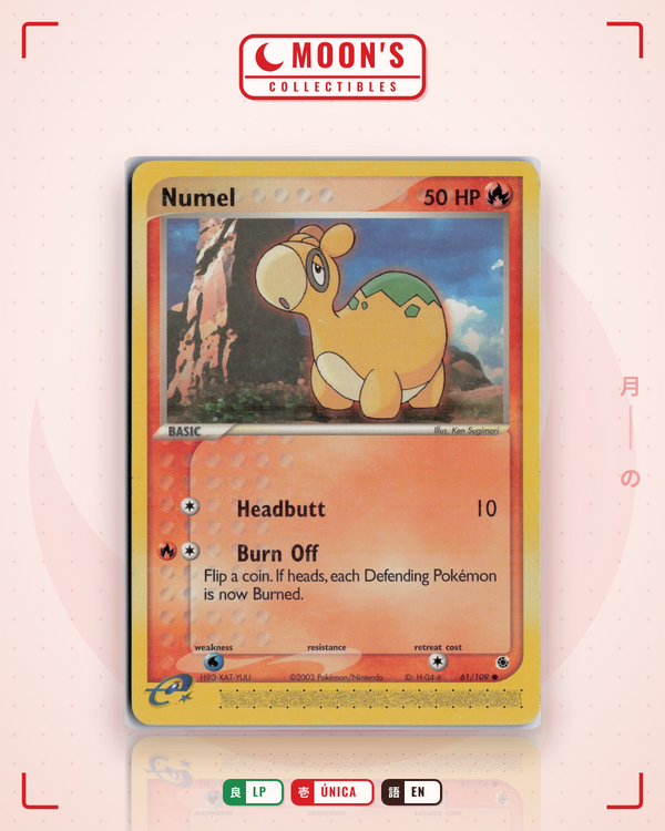 Carta Pokémon Numel · Ruby & Sapphire #61/109 (LP) — pieza única en Moon's Collectibles México