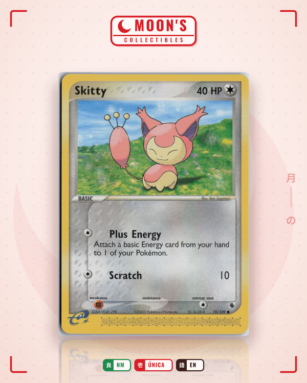 Carta Pokémon Skitty · Ruby & Sapphire #70/109 (NM) — pieza única en Moon's Collectibles México