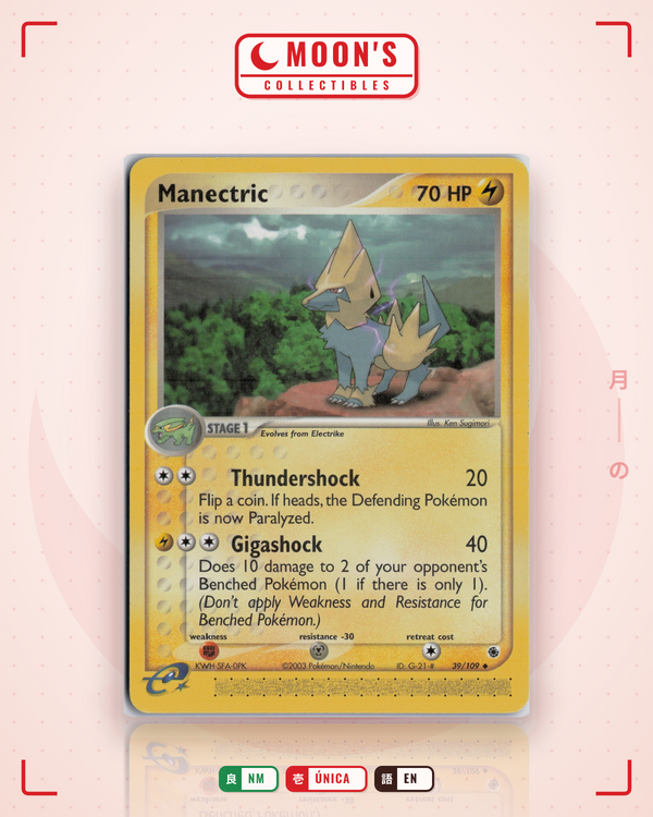Carta Pokémon Manectric · Ruby & Sapphire #39/109 (NM) — pieza única en Moon's Collectibles México