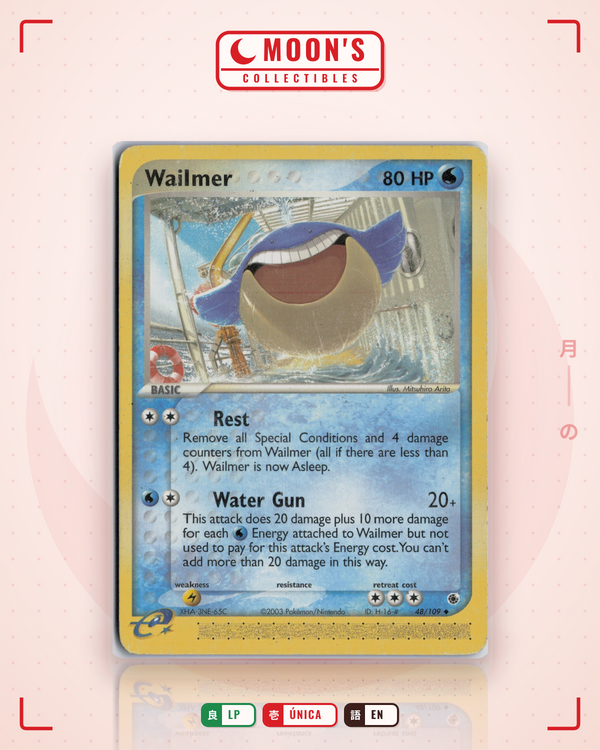 Carta Pokémon Wailmer · Ruby & Sapphire #48/109 (LP) — pieza única en Moon's Collectibles México