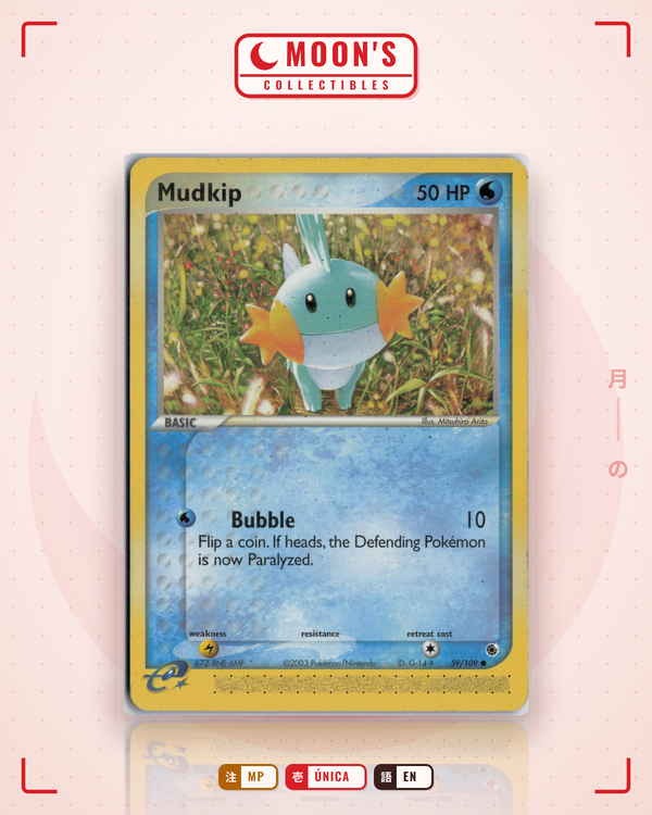 Carta Pokémon Mudkip · Ruby & Sapphire #59/109 (MP) — pieza única en Moon's Collectibles México