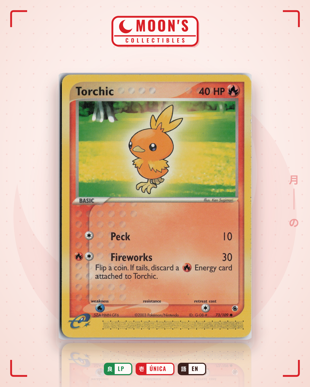 Carta Pokémon Torchic · Ruby & Sapphire #73/109 (LP) — pieza única en Moon's Collectibles México