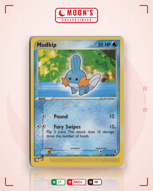 Carta Pokémon Mudkip · Ruby & Sapphire #60/109 (LP) — pieza única en Moon's Collectibles México