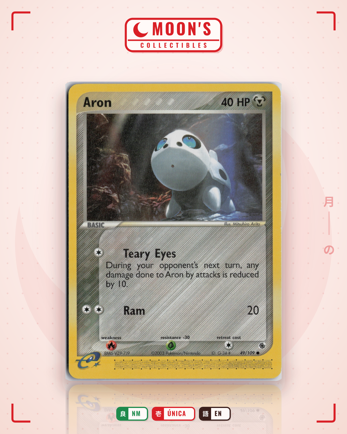 Carta Pokémon Aron · Ruby & Sapphire #49/109 (NM) — pieza única en Moon's Collectibles México