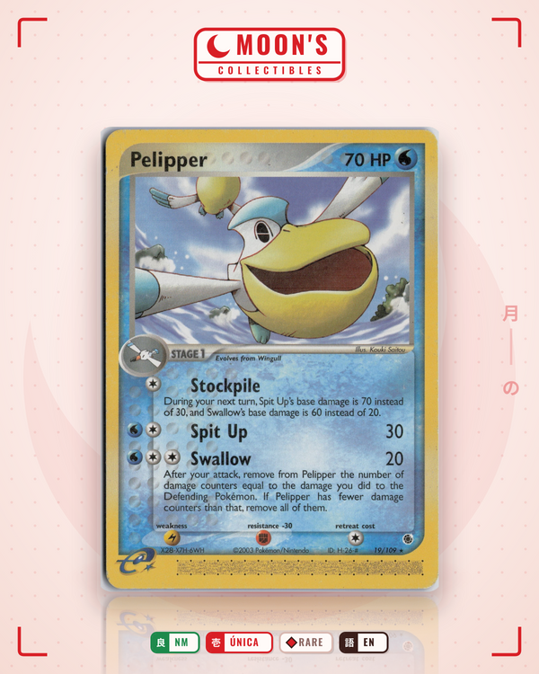 Carta Pokémon Pelipper · Ruby & Sapphire #19/109 (NM) — pieza única en Moon's Collectibles México