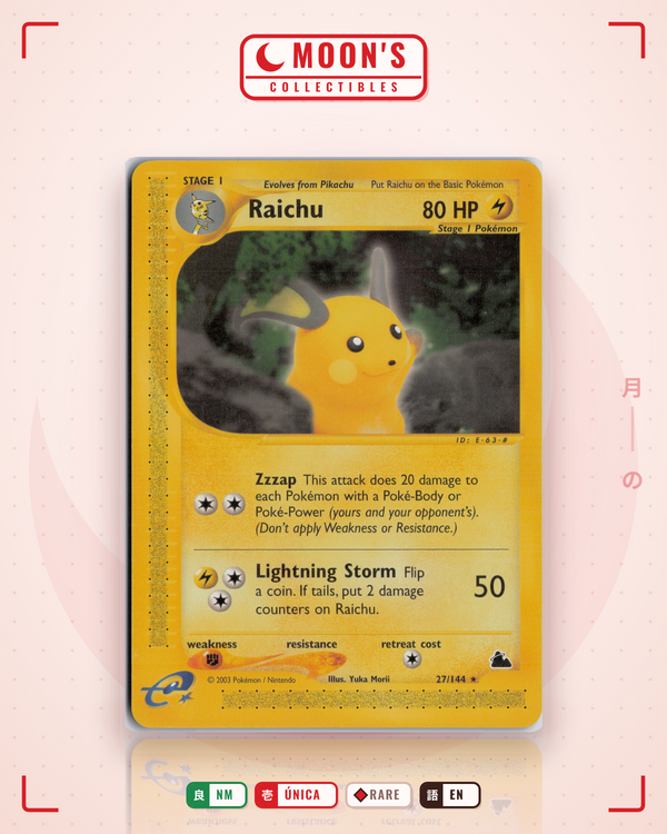 Carta Pokémon Raichu · Skyridge #27/144 (NM) — pieza única en Moon's Collectibles México