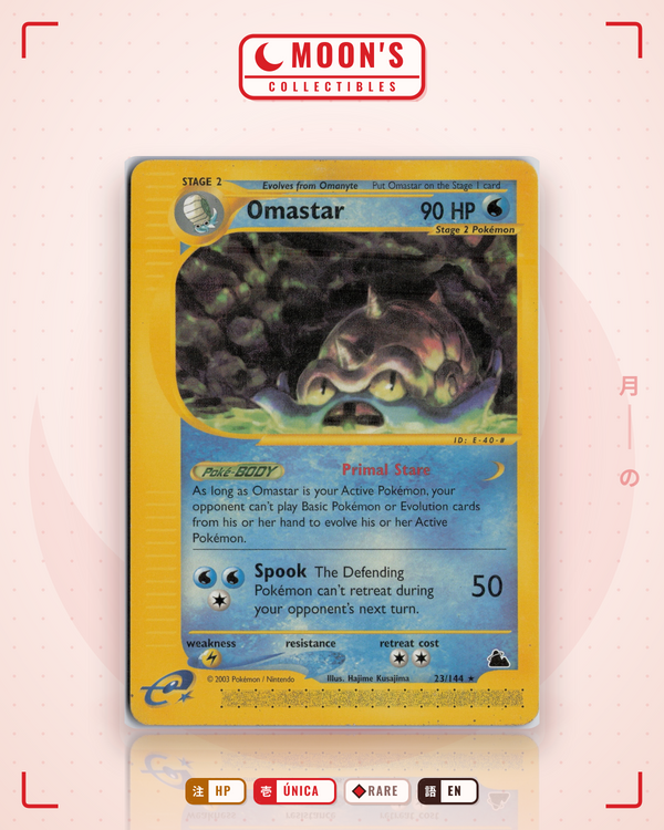 Carta Pokémon Omastar · Skyridge #23/144 (HP) — pieza única en Moon's Collectibles México