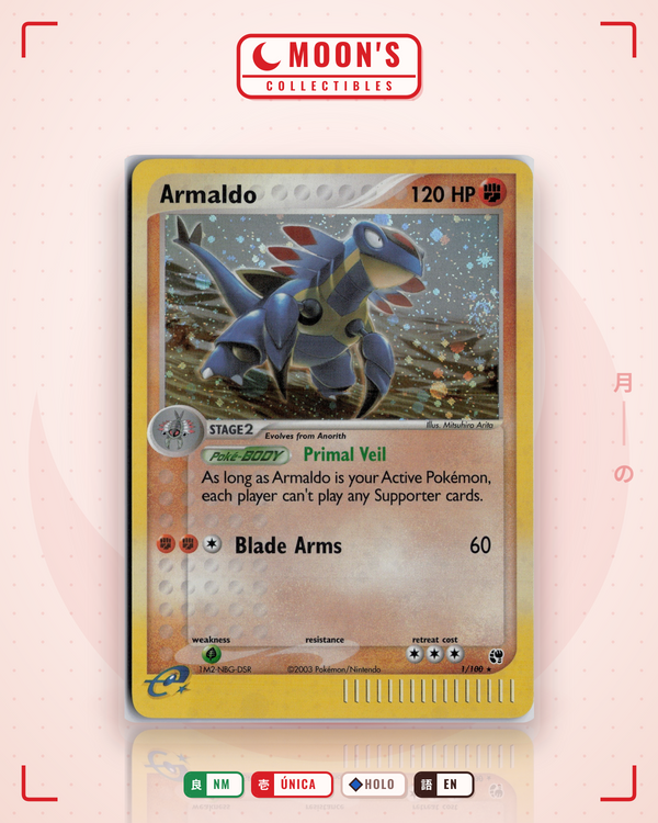Carta Pokémon Armaldo · Sandstorm #1/100 (NM) — pieza única en Moon's Collectibles México