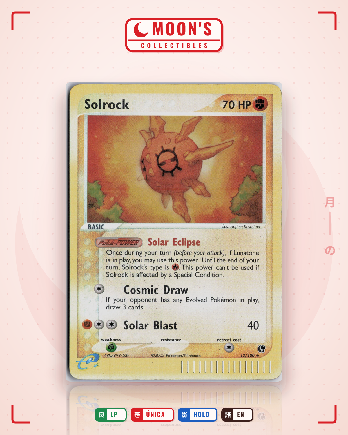 Carta Pokémon Solrock · Sandstorm #13/100 (LP) — pieza única en Moon's Collectibles México