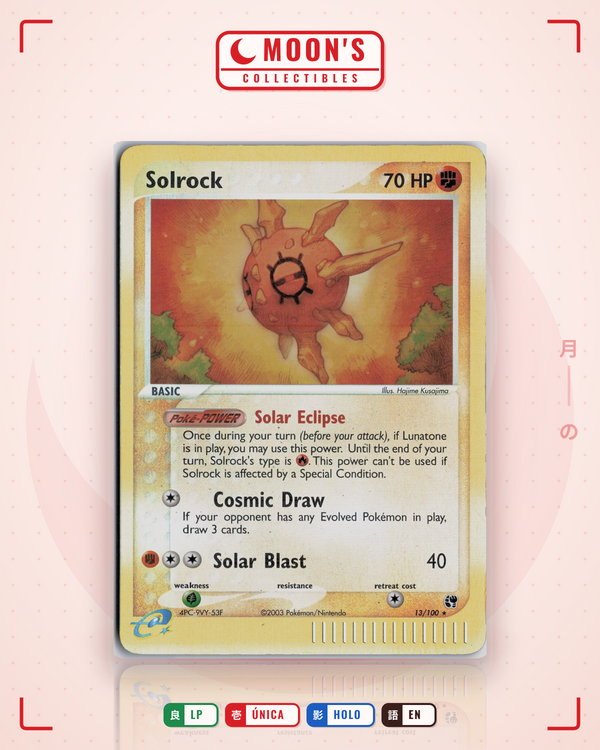 Carta Pokémon Solrock · Sandstorm #13/100 (LP) — pieza única en Moon's Collectibles México