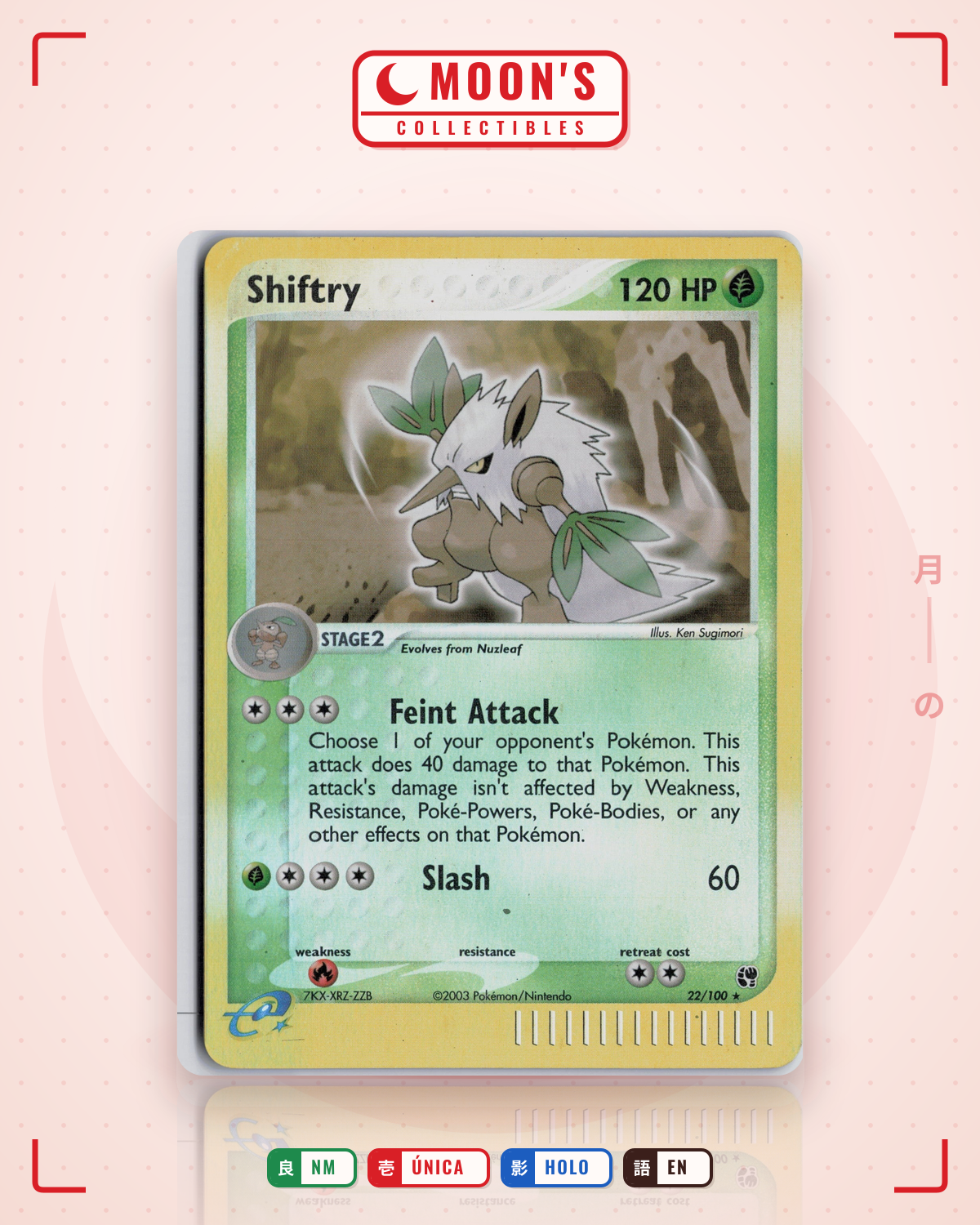 Carta Pokémon Shiftry · Sandstorm #22/100 (NM) — pieza única en Moon's Collectibles México