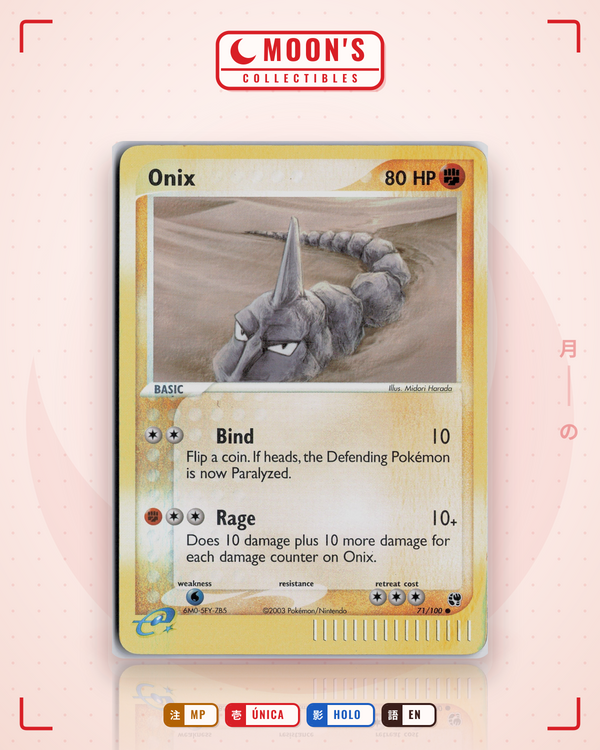 Carta Pokémon Onix · Sandstorm #71/100 (MP) — pieza única en Moon's Collectibles México