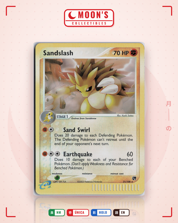 Carta Pokémon Sandslash · Sandstorm #21/100 (NM) — pieza única en Moon's Collectibles México