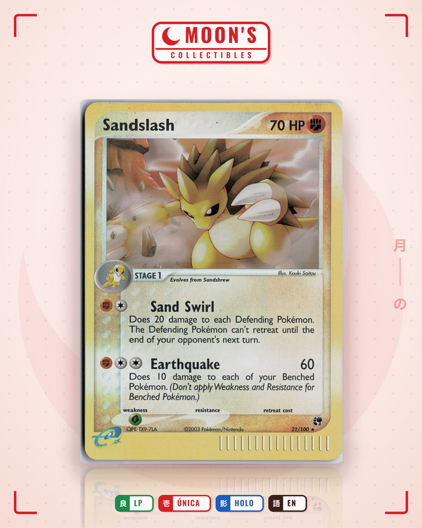 Carta Pokémon Sandslash · Sandstorm #21/100 (LP) — pieza única en Moon's Collectibles México