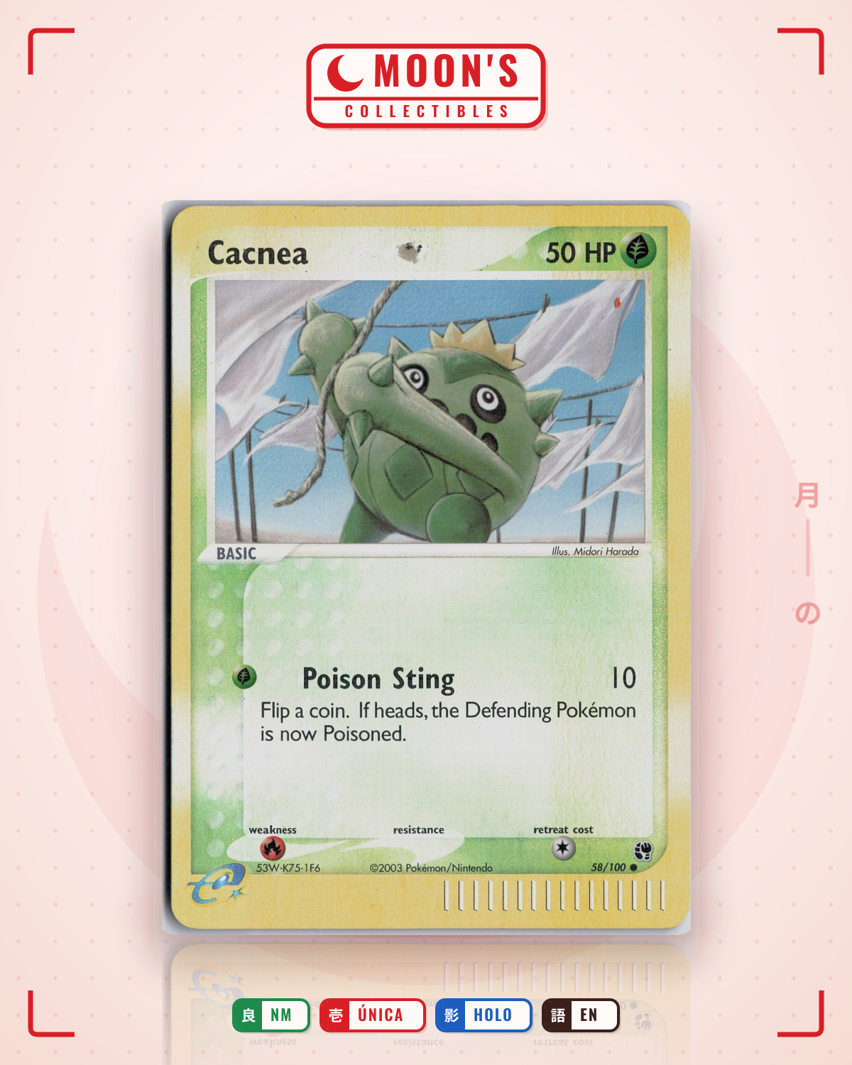 Carta Pokémon Cacnea · Sandstorm #58/100 (NM) — pieza única en Moon's Collectibles México