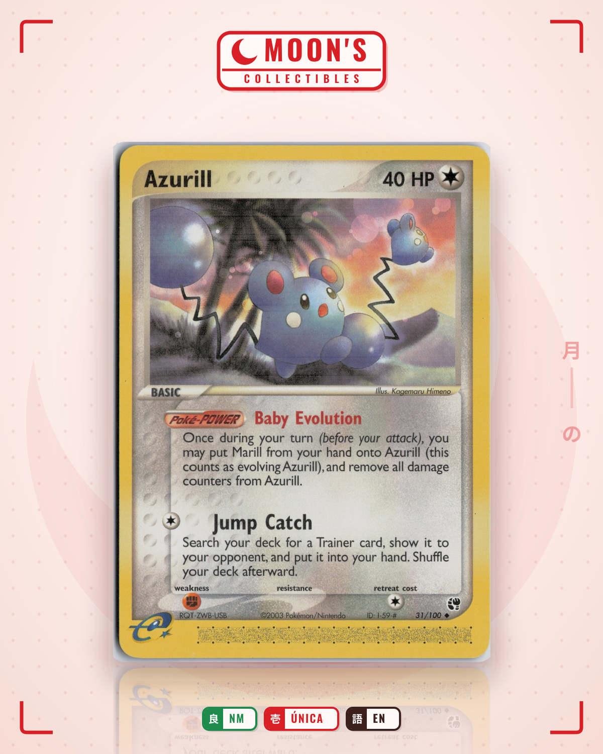 Carta Pokémon Azurill · Sandstorm #31/100 (NM) — pieza única en Moon's Collectibles México