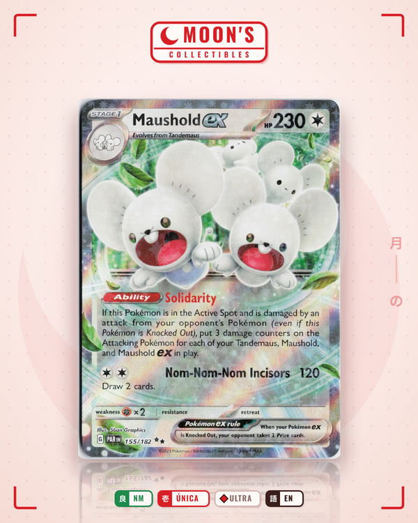 Carta Pokémon Maushold ex · Paradox Rift #155/182 (NM) — pieza única en Moon's Collectibles México