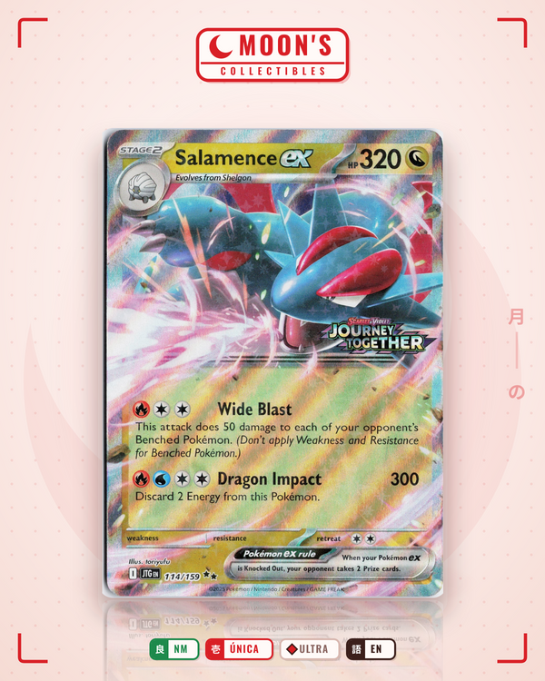 Carta Pokémon Salamence ex · Journey Together #114/159 (NM) — pieza única en Moon's Collectibles México
