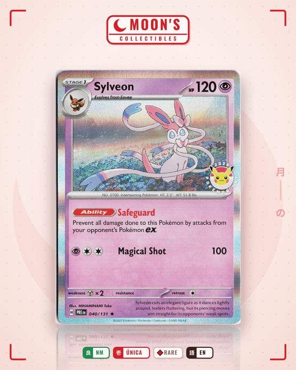 Carta Pokémon Sylveon · Prismatic Evolutions #040/131 (NM) — pieza única en Moon's Collectibles México
