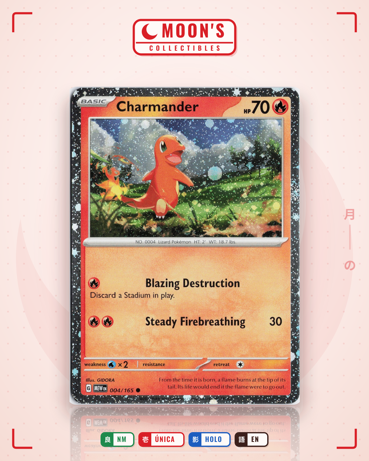 Carta Pokémon Charmander · 151 #004/165 (NM) — pieza única en Moon's Collectibles México
