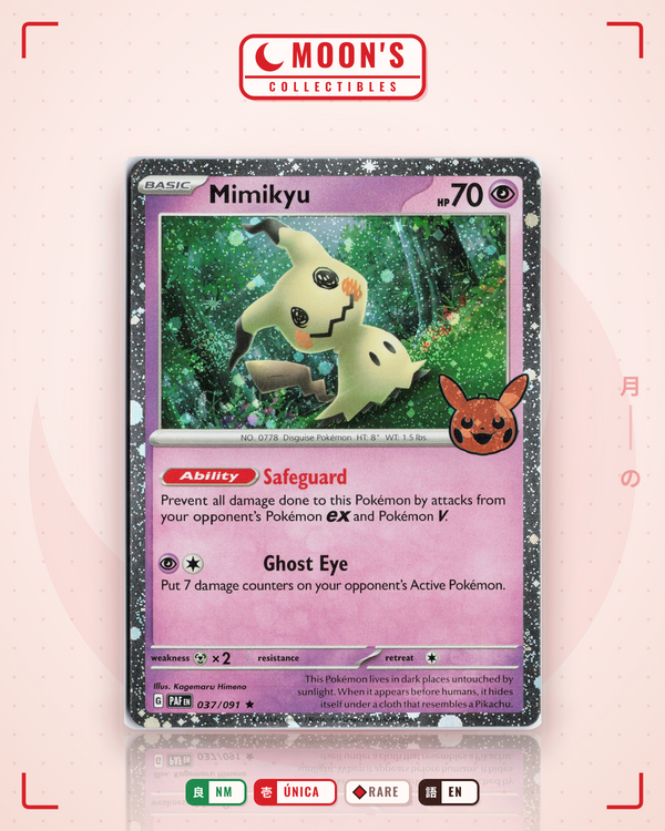 Carta Pokémon Mimikyu · Paldean Fates #037/091 (NM) — pieza única en Moon's Collectibles México