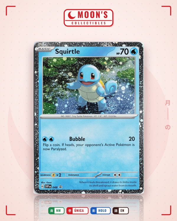Carta Pokémon Squirtle · Scarlet & Violet Black Star Promos #048 (NM) — pieza única en Moon's Collectibles México