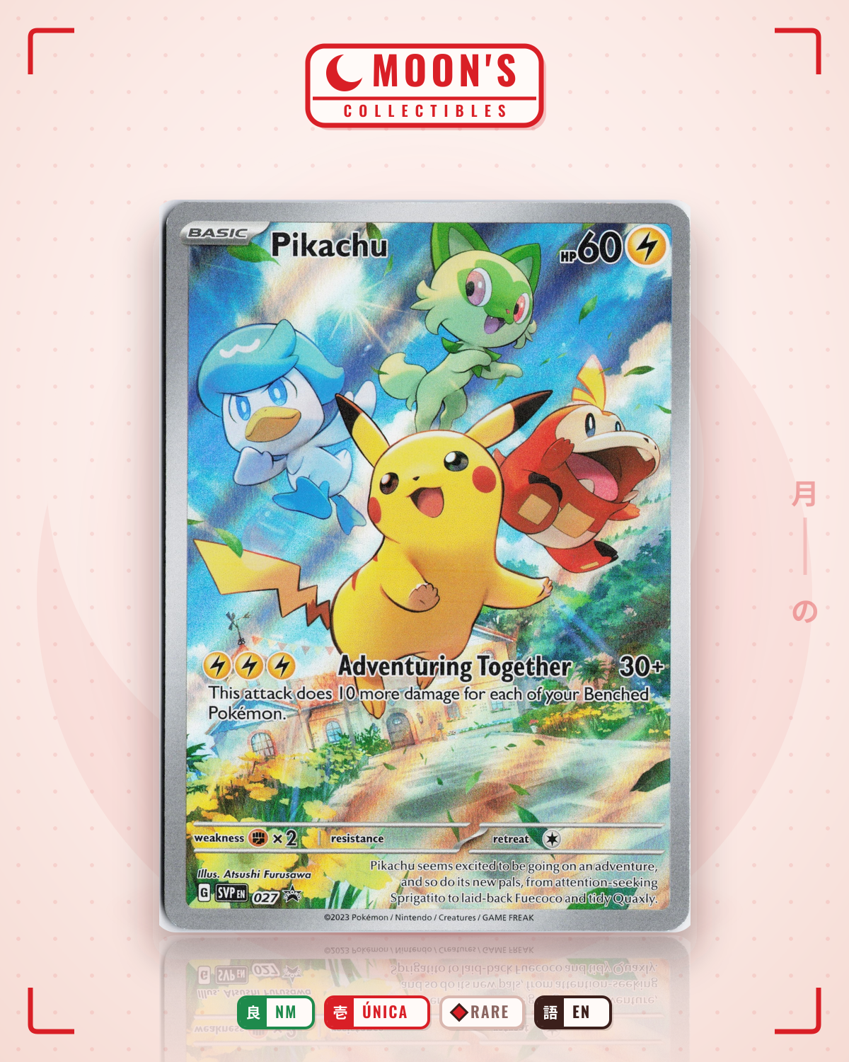 Carta Pokémon Pikachu · Scarlet & Violet Black Star Promos #027 (NM) — pieza única en Moon's Collectibles México