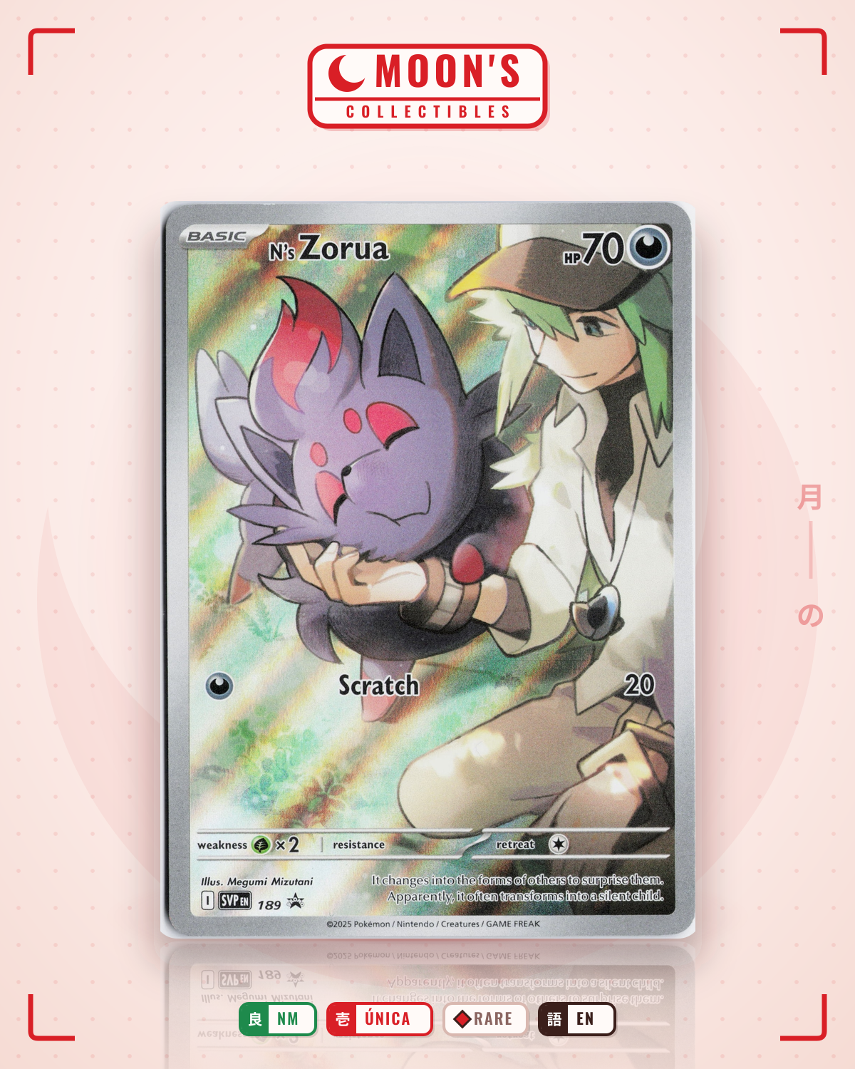 Carta Pokémon N's Zorua · Scarlet & Violet Black Star Promos #189 (NM) — pieza única en Moon's Collectibles México