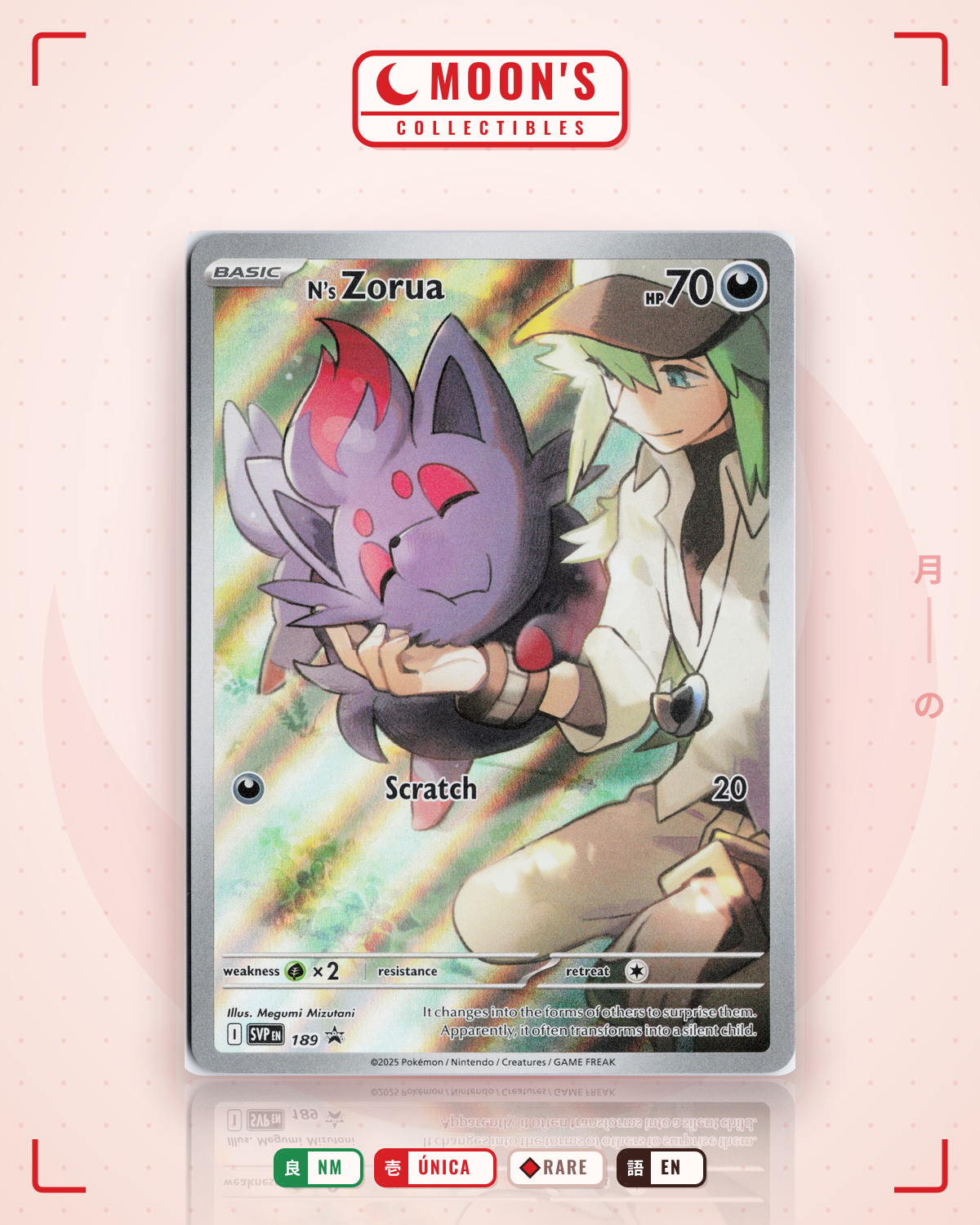 Carta Pokémon N's Zorua · Scarlet & Violet Black Star Promos #189 (NM) — pieza única en Moon's Collectibles México
