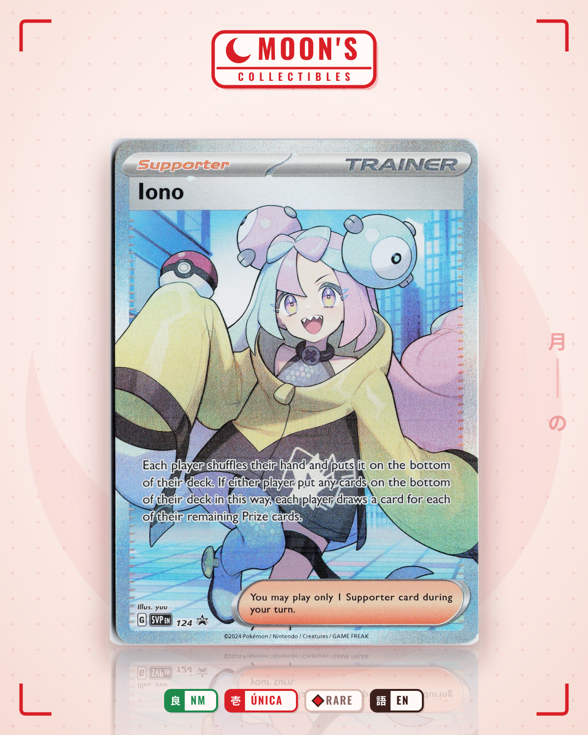 Carta Pokémon Iono · Scarlet & Violet Black Star Promos #124 (NM) — pieza única en Moon's Collectibles México