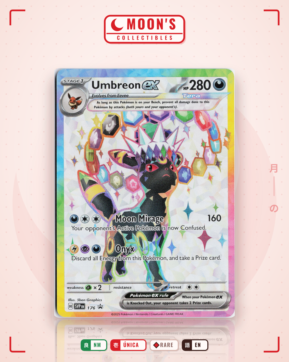 Carta Pokémon Umbreon ex · Scarlet & Violet Black Star Promos #176 (NM) — pieza única en Moon's Collectibles México