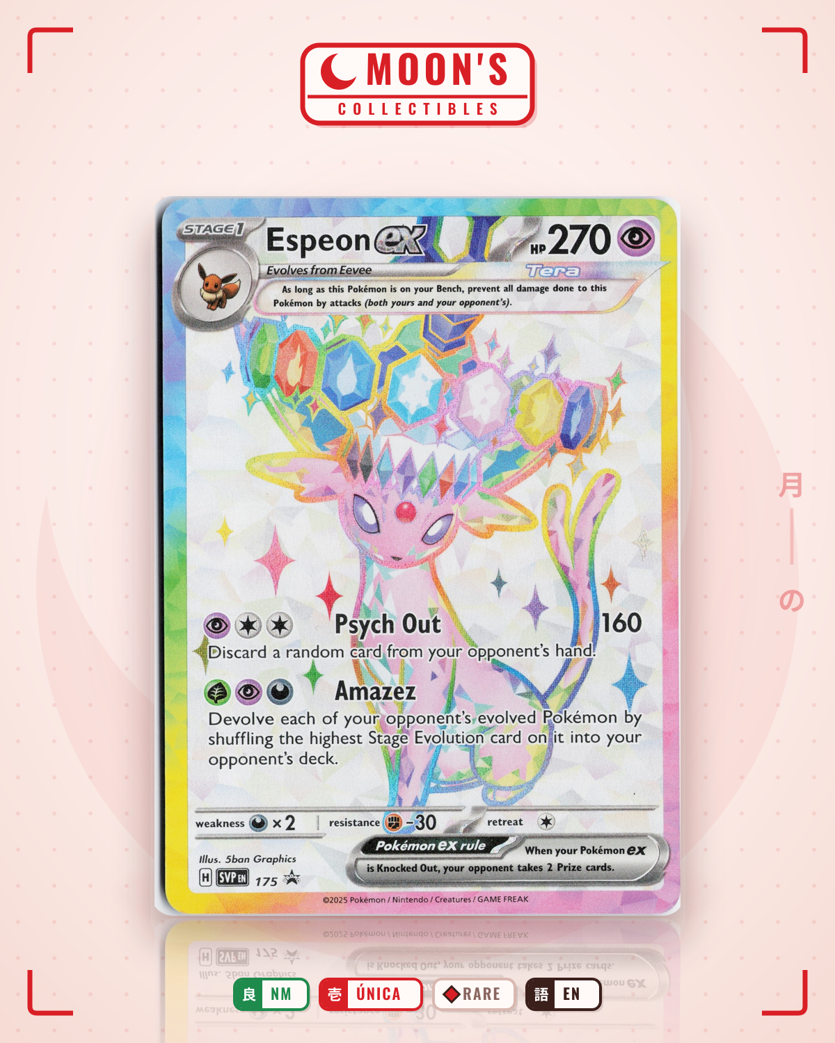 Carta Pokémon Espeon ex · Scarlet & Violet Black Star Promos #175 (NM) — pieza única en Moon's Collectibles México