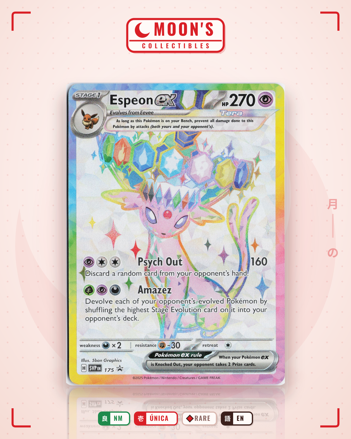 Carta Pokémon Espeon ex · Scarlet & Violet Black Star Promos #175 (NM) — pieza única en Moon's Collectibles México