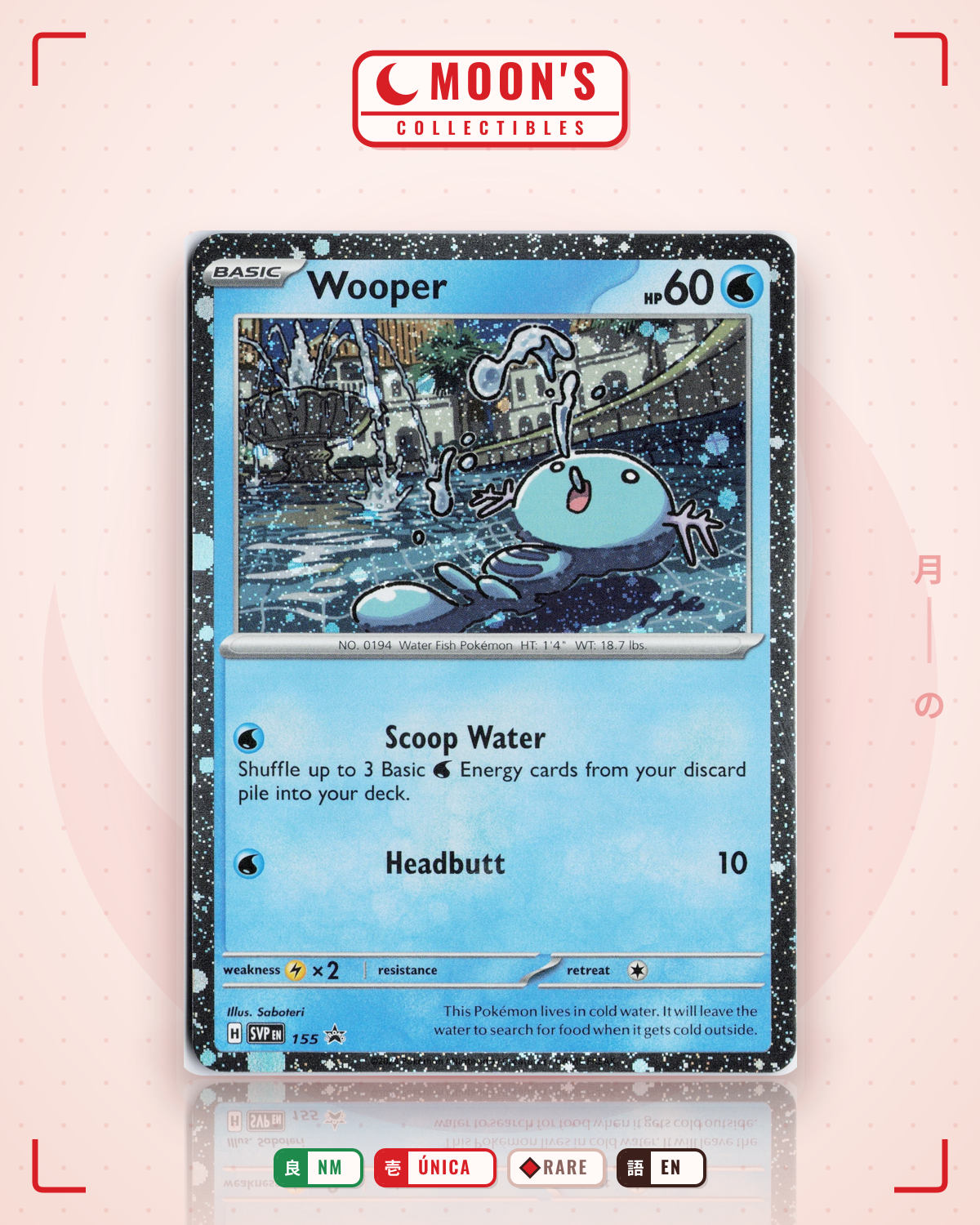 Carta Pokémon Wooper · Scarlet & Violet Black Star Promos #155 (NM) — pieza única en Moon's Collectibles México
