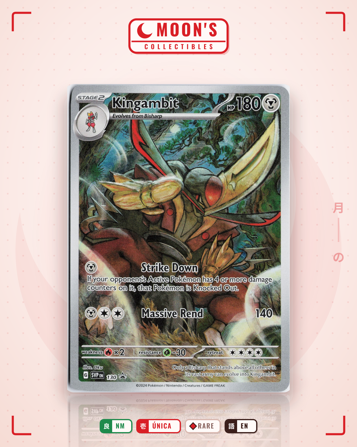 Carta Pokémon Kingambit · Scarlet & Violet Black Star Promos #130 (NM) — pieza única en Moon's Collectibles México