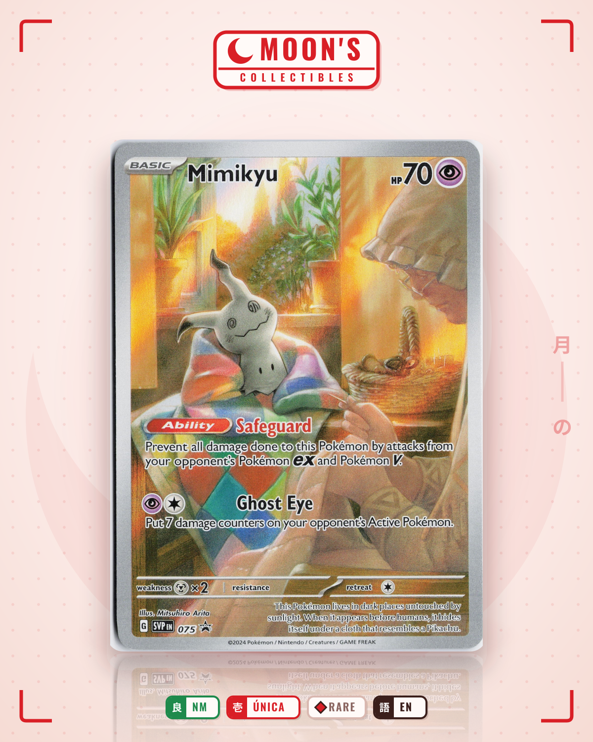 Carta Pokémon Mimikyu · Scarlet & Violet Black Star Promos #075 (NM) — pieza única en Moon's Collectibles México