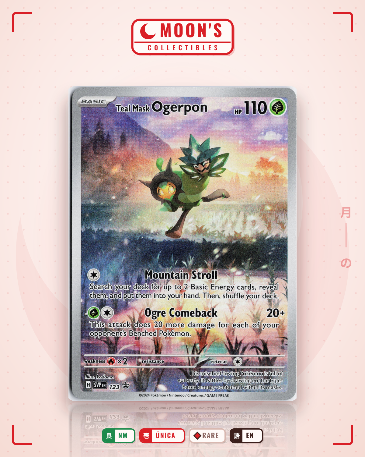 Carta Pokémon Teal Mask Ogerpon · Scarlet & Violet Black Star Promos #123 (NM) — pieza única en Moon's Collectibles México