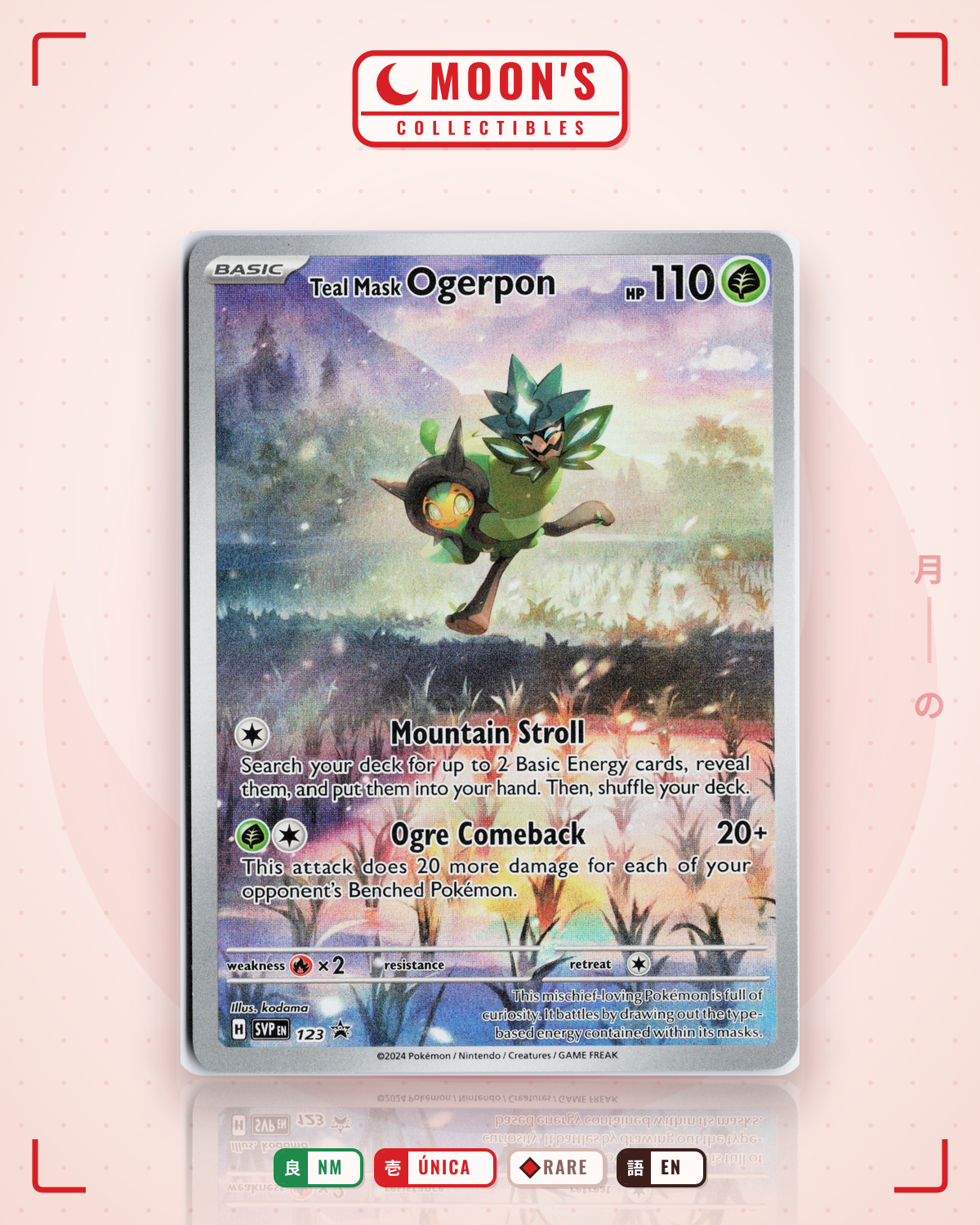 Carta Pokémon Teal Mask Ogerpon · Scarlet & Violet Black Star Promos #123 (NM) — pieza única en Moon's Collectibles México