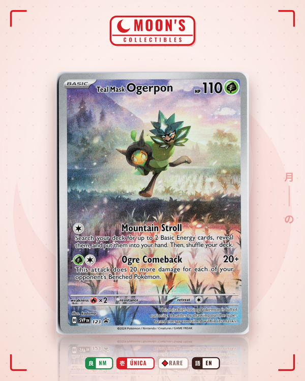 Carta Pokémon Teal Mask Ogerpon · Scarlet & Violet Black Star Promos #123 (NM) — pieza única en Moon's Collectibles México