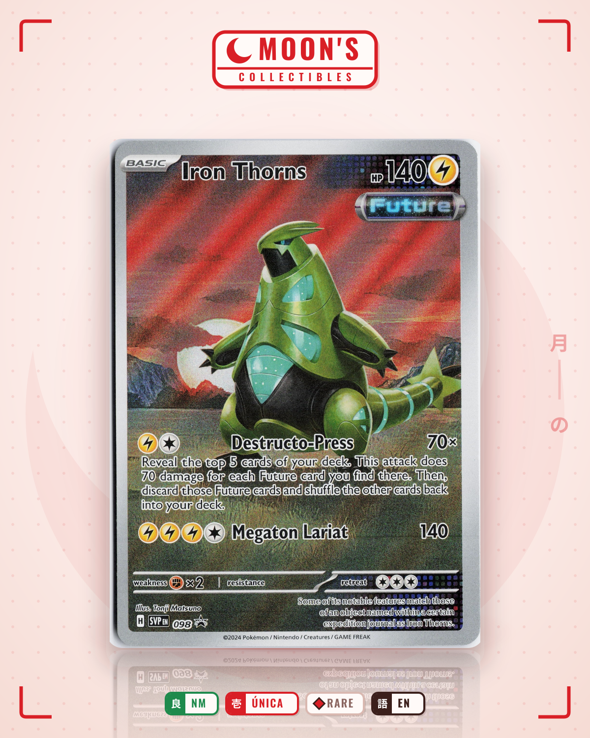 Carta Pokémon Iron Thorns · Scarlet & Violet Black Star Promos #098 (NM) — pieza única en Moon's Collectibles México