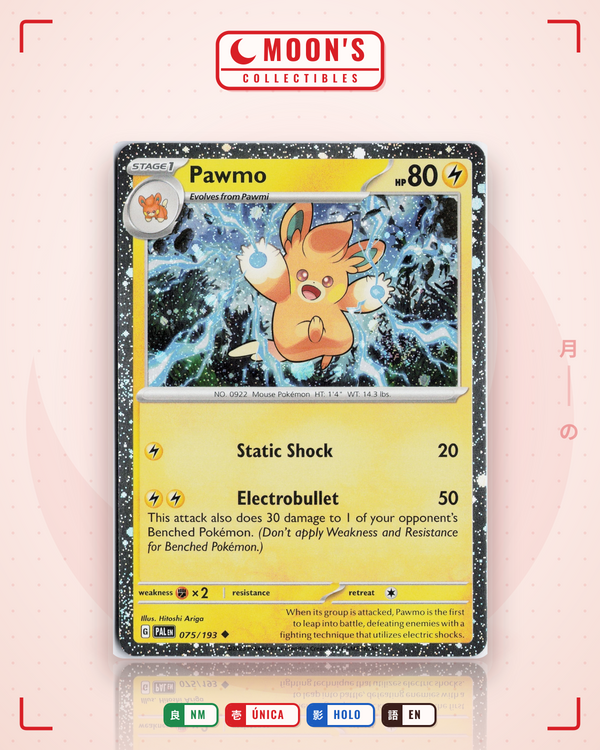 Carta Pokémon Pawmo · Paldea Evolved #075/193 (NM) — pieza única en Moon's Collectibles México