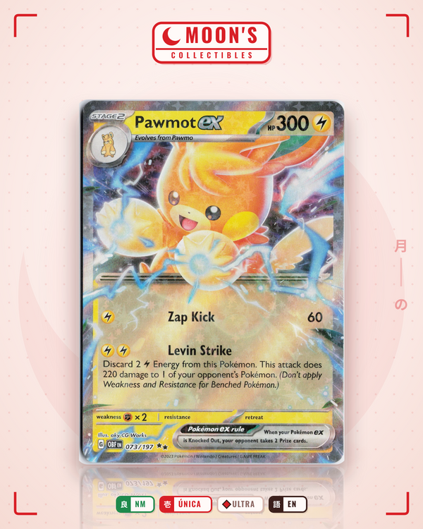 Carta Pokémon Pawmot ex · Obsidian Flames #073/197 (NM) — pieza única en Moon's Collectibles México