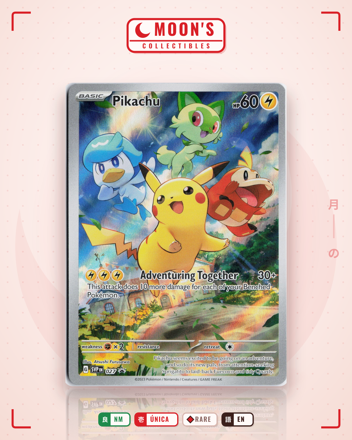Carta Pokémon Pikachu · Scarlet & Violet Black Star Promos #027 (NM) — pieza única en Moon's Collectibles México