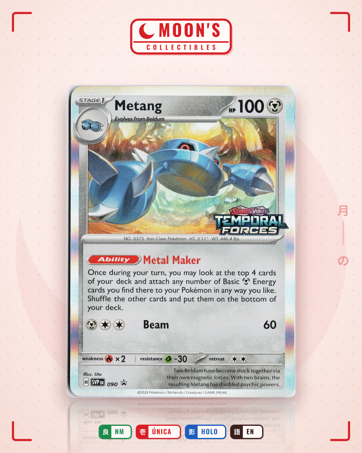 Carta Pokémon Metang · Scarlet & Violet Black Star Promos #090 (NM) — pieza única en Moon's Collectibles México