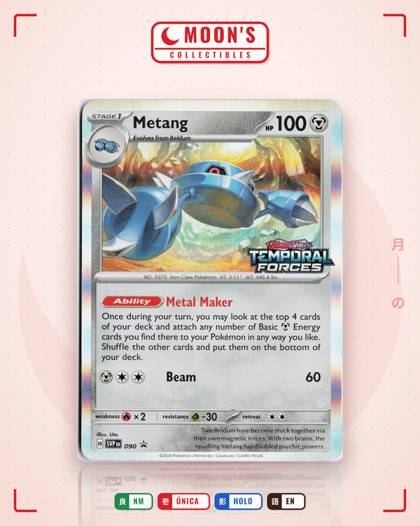 Carta Pokémon Metang · Scarlet & Violet Black Star Promos #090 (NM) — pieza única en Moon's Collectibles México