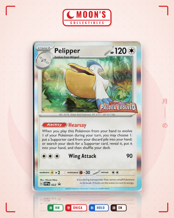 Carta Pokémon Pelipper · Scarlet & Violet Black Star Promos #022 (NM) — pieza única en Moon's Collectibles México