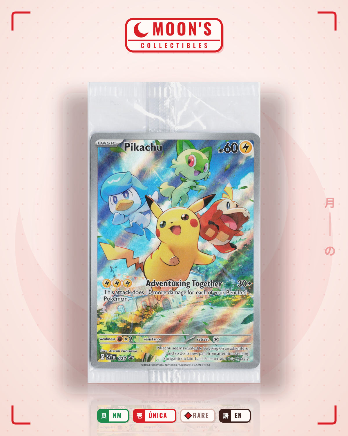 Carta Pokémon Pikachu · Scarlet & Violet Black Star Promos #027 (NM) — pieza única en Moon's Collectibles México