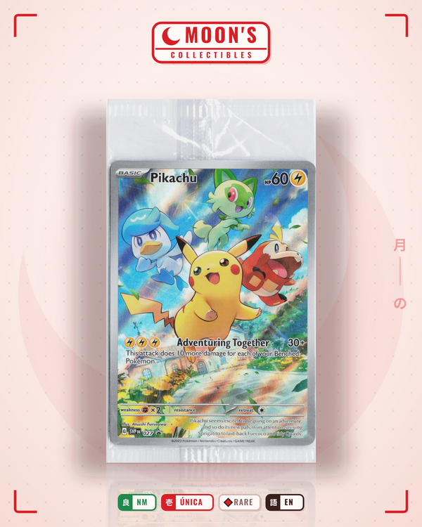 Carta Pokémon Pikachu · Scarlet & Violet Black Star Promos #027 (NM) — pieza única en Moon's Collectibles México