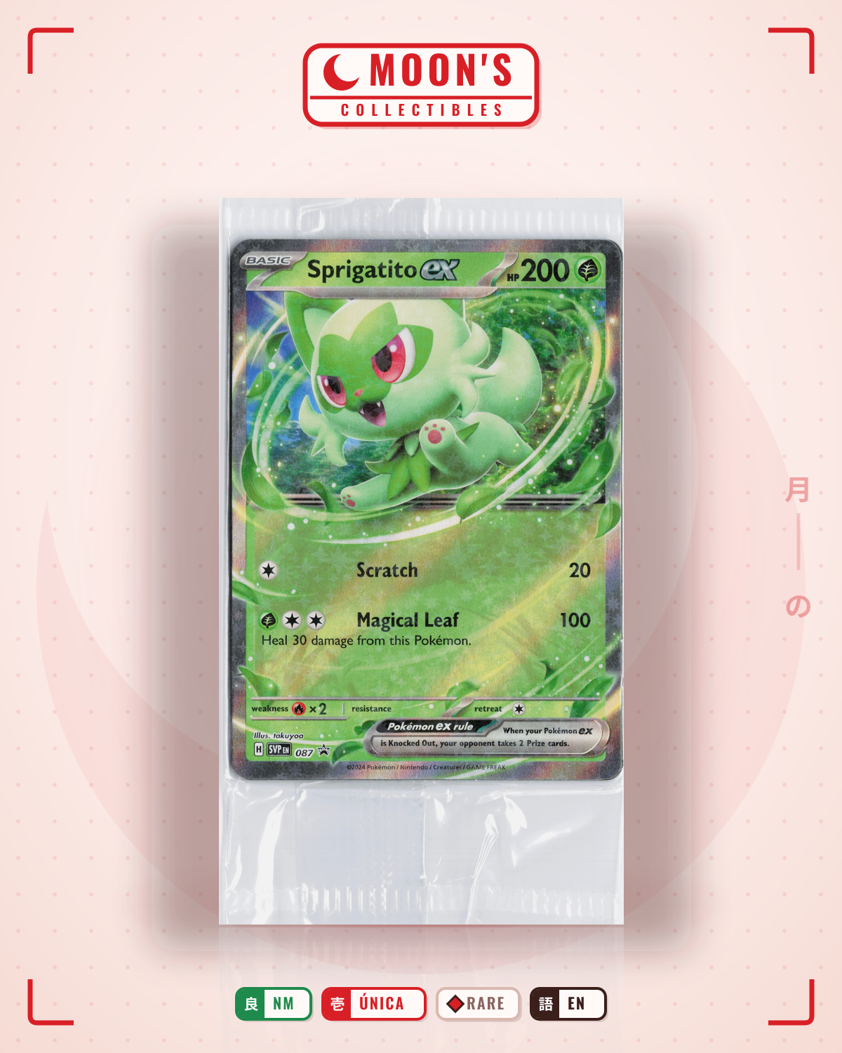 Carta Pokémon Sprigatito ex · Scarlet & Violet Black Star Promos #087 (NM) — pieza única en Moon's Collectibles México