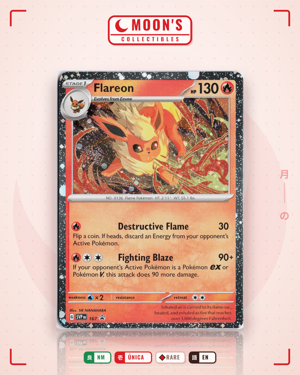 Carta Pokémon Flareon · Scarlet & Violet Black Star Promos #167 (NM) — pieza única en Moon's Collectibles México